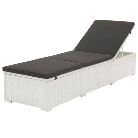 Bain de soleil avec coussin poly rotin blanc