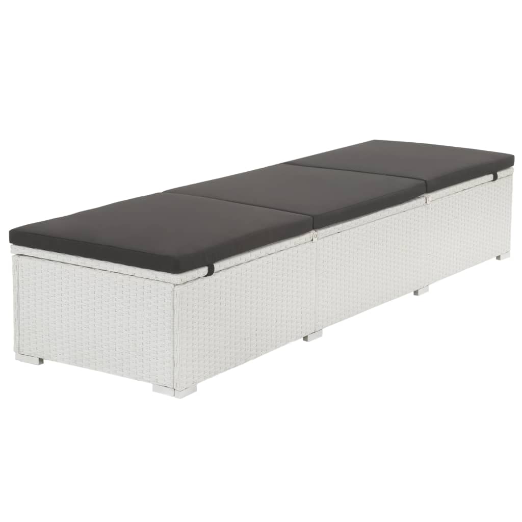 Bain de soleil avec coussin poly rotin blanc