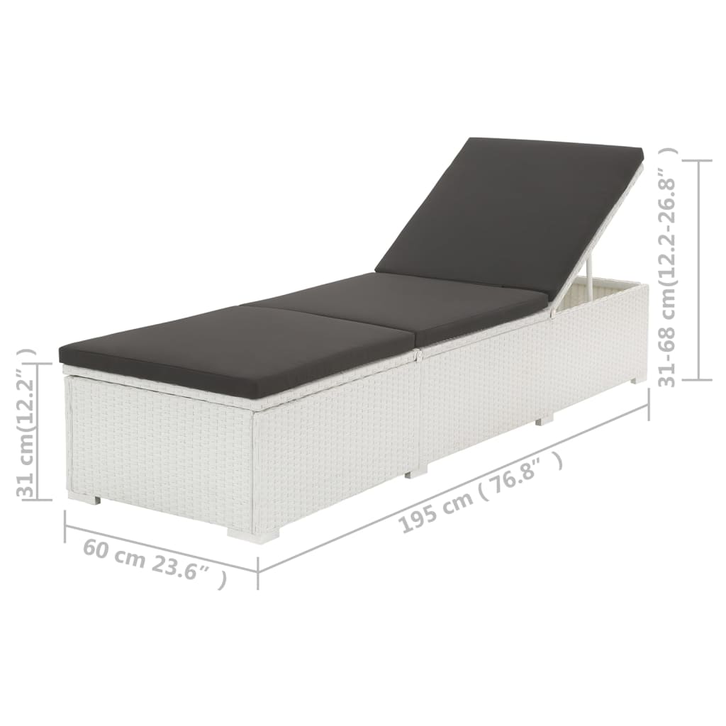 Bain de soleil avec coussin poly rotin blanc