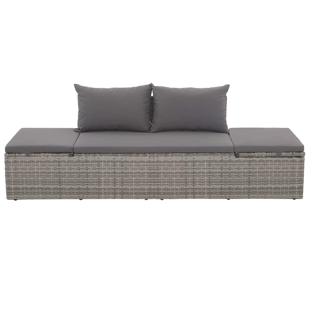 Gartenbett Grau 195×60 cm Poly Rattan