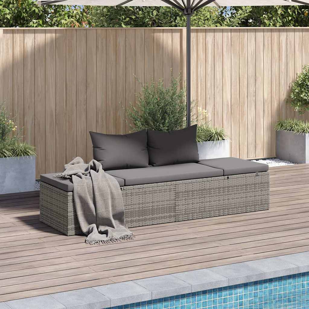 Gartenbett Grau 195×60 cm Poly Rattan