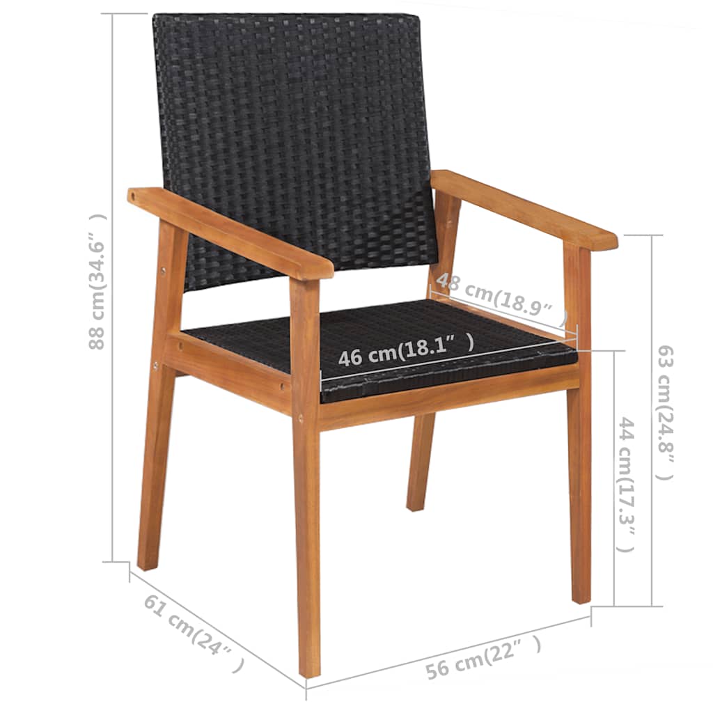 5-tlg. Garten-Essgruppe Poly Rattan Schwarz und Braun