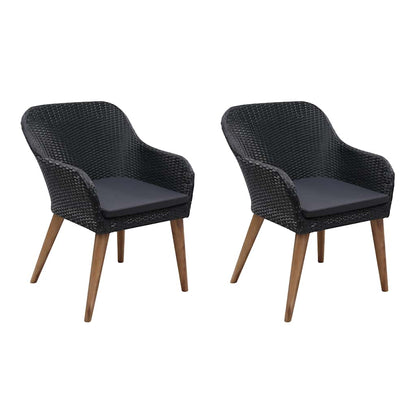 Gartenstühle mit Polstern 2 Stk. Poly Rattan Schwarz
