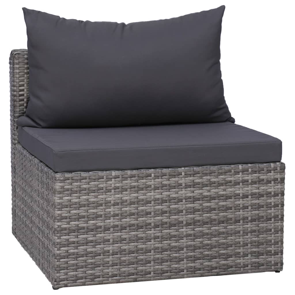5-tlg. Garten-Sofagarnitur mit Polstern & Kissen Poly Rattan Grau