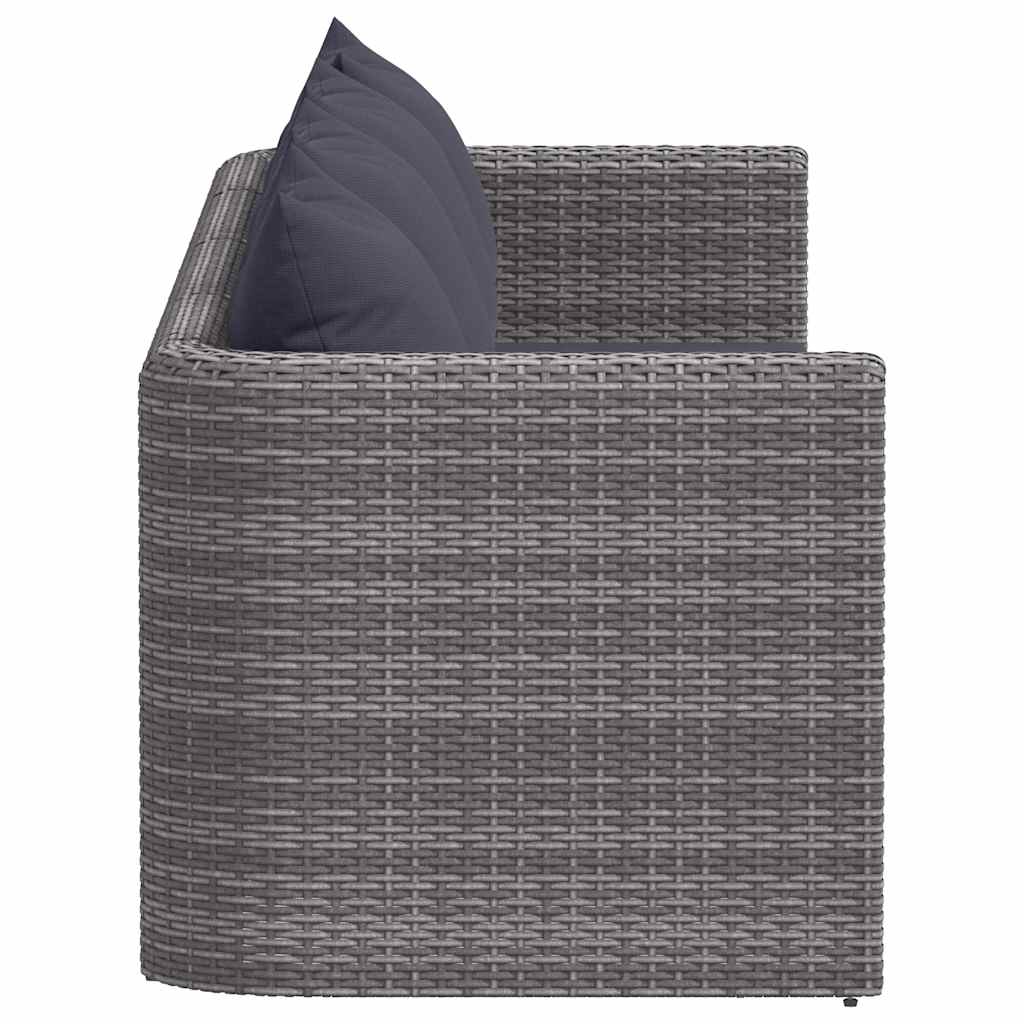 4-tlg. Garten-Sofagarnitur mit Kissen Grau Poly Rattan