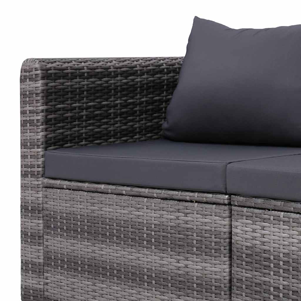 4-tlg. Garten-Sofagarnitur mit Kissen Grau Poly Rattan