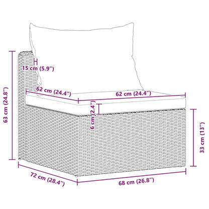 4-tlg. Garten-Sofagarnitur mit Kissen Grau Poly Rattan