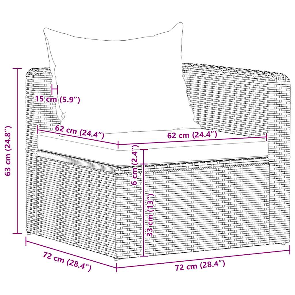 4-tlg. Garten-Sofagarnitur mit Kissen Grau Poly Rattan