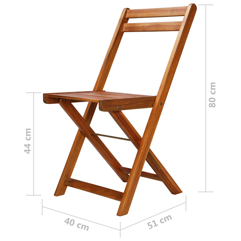 3-tlg. Bistro-Set Klappbar Massivholz Akazie