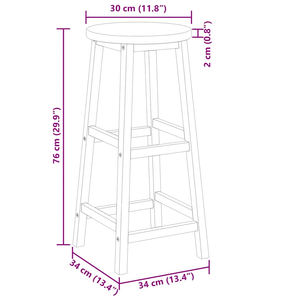 Barhocker 2 Stk. Massivholz Akazie