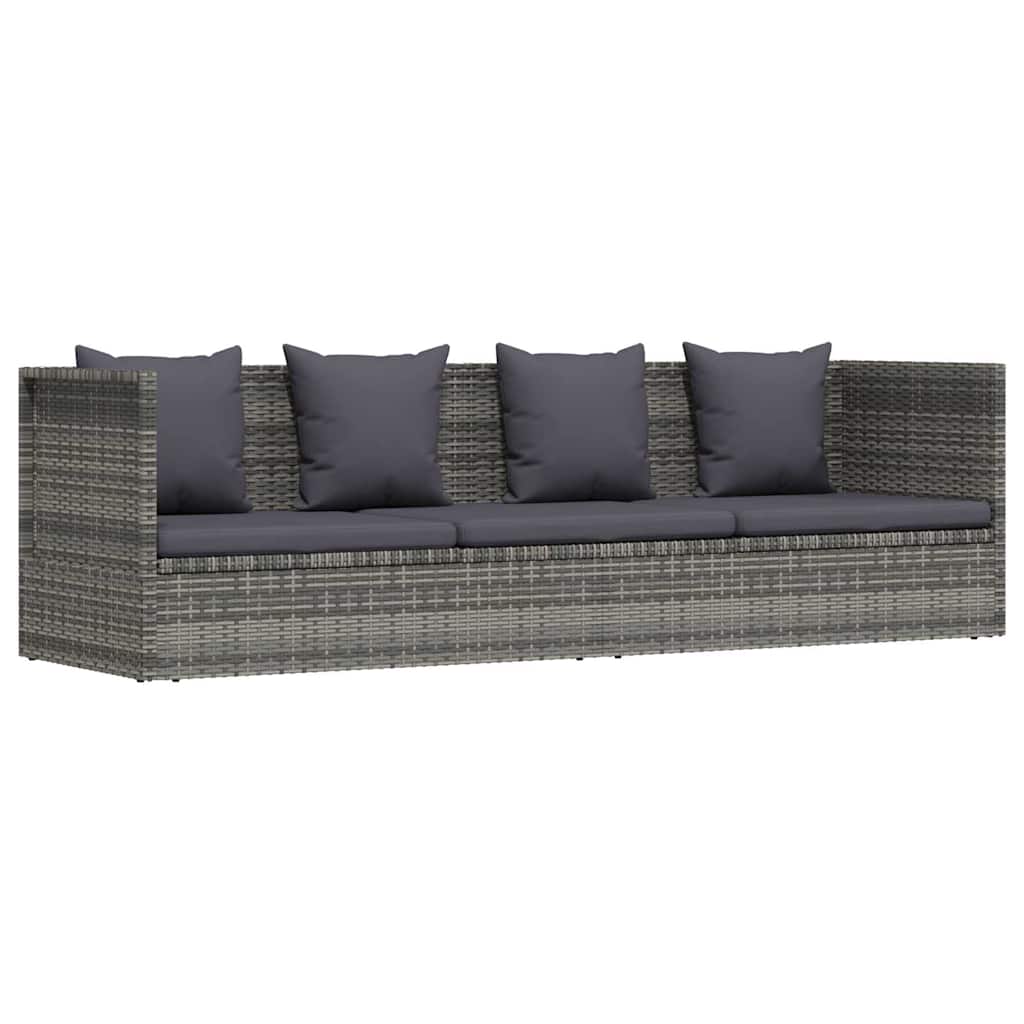 Garten-Sofabett 200x60 cm Poly Rattan Grau