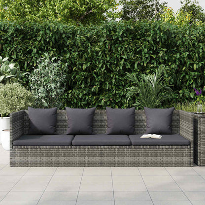 Garten-Sofabett 200x60 cm Poly Rattan Grau