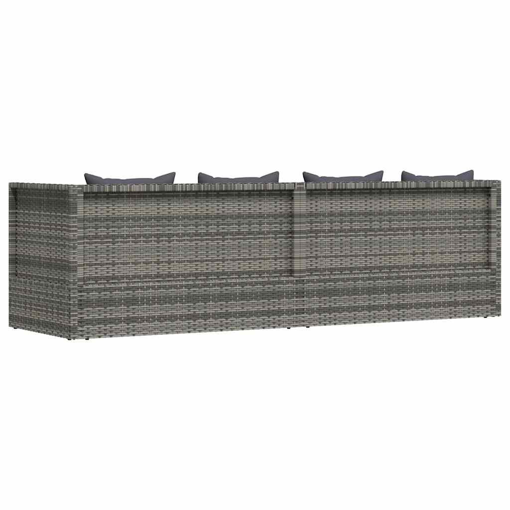 Garten-Sofabett 200x60 cm Poly Rattan Grau