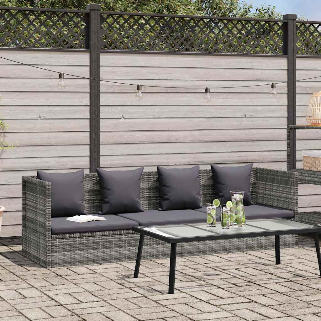 Garten-Sofabett 200x60 cm Poly Rattan Grau