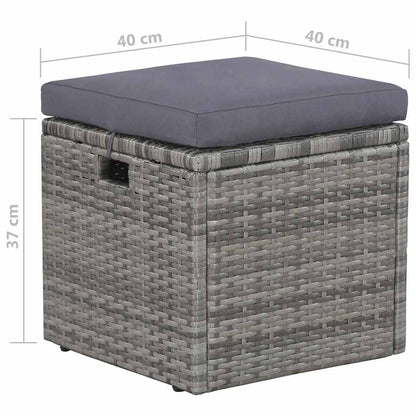 6-tlg. Garten-Lounge-Set mit Auflagen Poly Rattan Grau