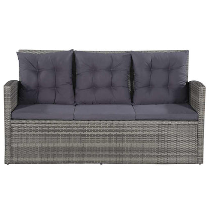 6-tlg. Garten-Lounge-Set mit Auflagen Poly Rattan Grau