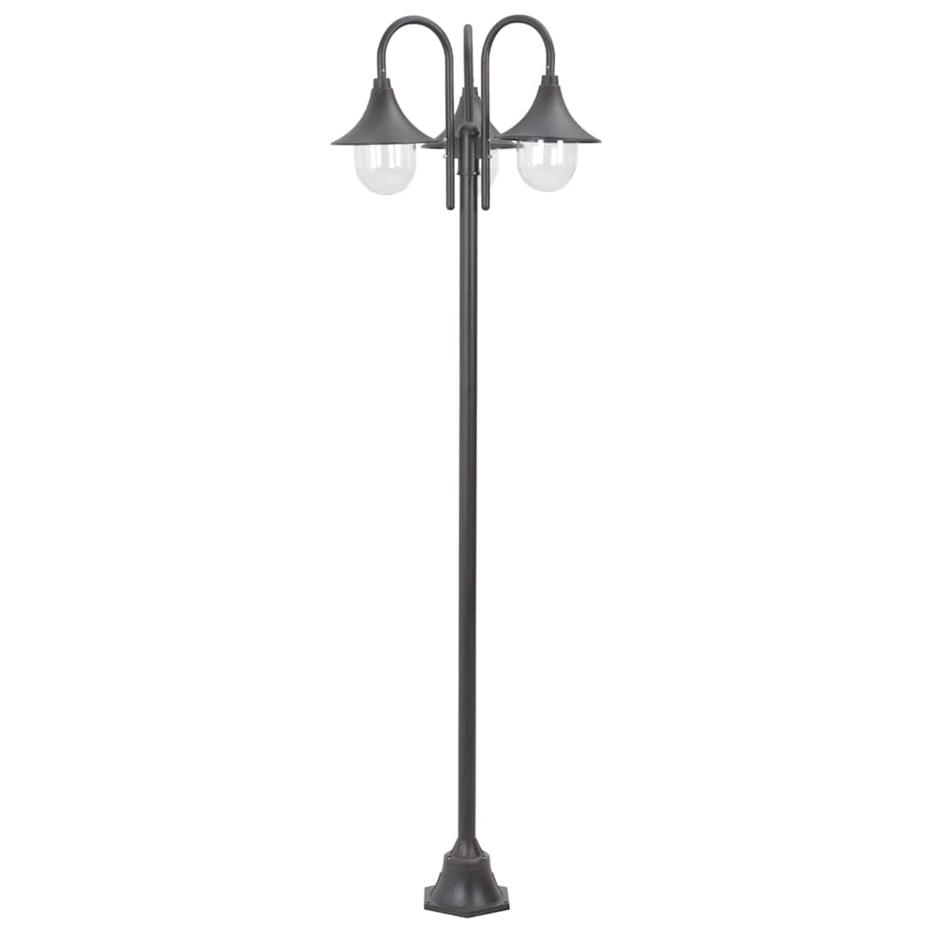 Garten-Pollerleuchte E27 220 cm Aluminium 3-Laterne Bronze