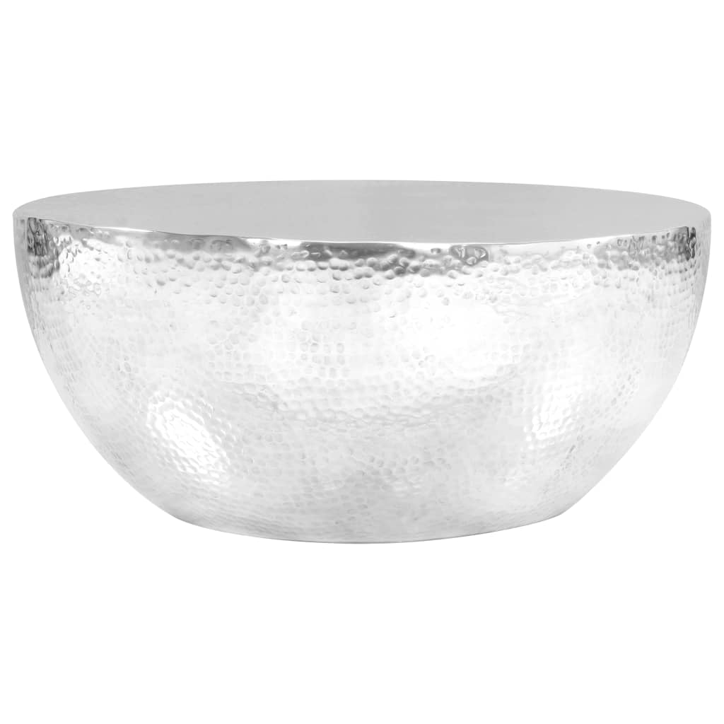 Coffee table made of hammered aluminum 70 x 30 cm silver