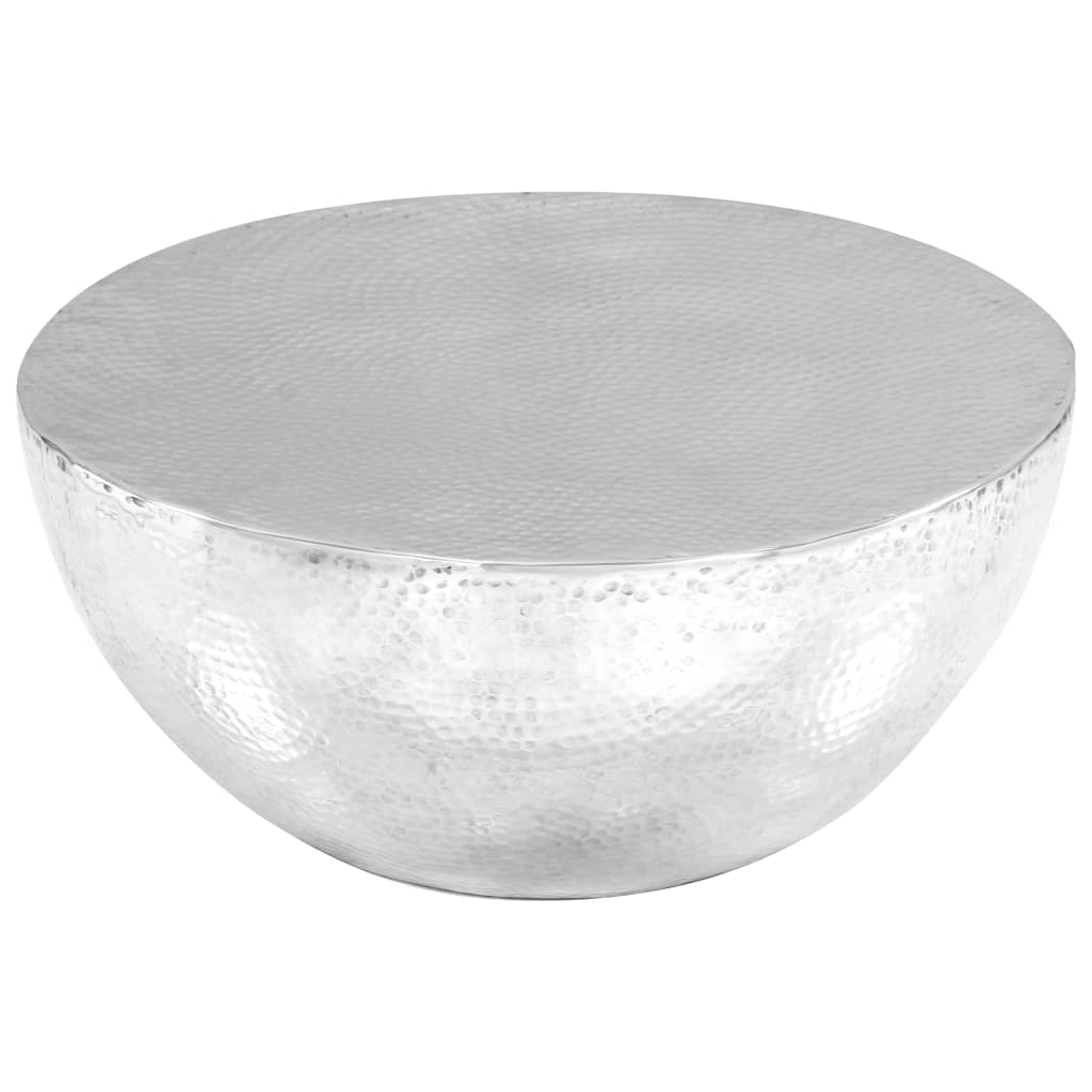 Coffee table made of hammered aluminum 70 x 30 cm silver