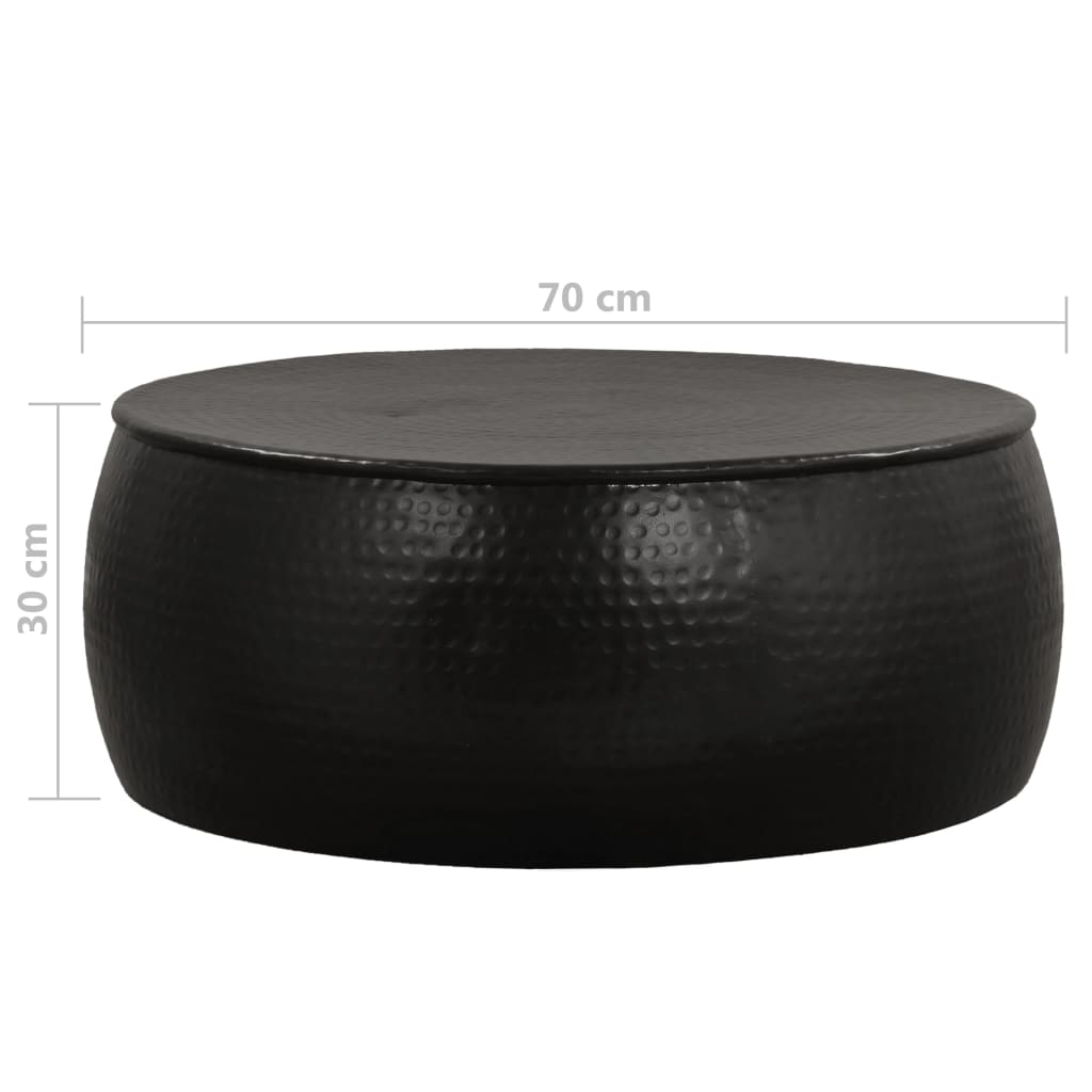 Couchtisch aus Gehämmertem Aluminium 70x30 cm Schwarz