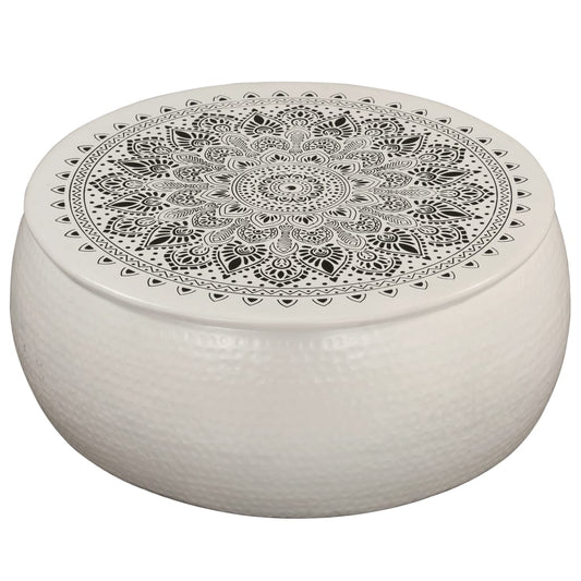 Table basse en aluminium martelé 70x30 cm blanc