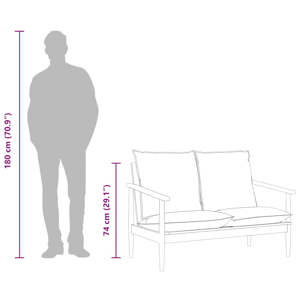 2-Sitzer-Sofa Echtleder Akazienholz Braun