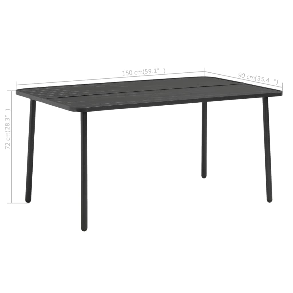 Gartentisch Dunkelgrau 150x90x72 cm Stahl