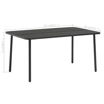 Gartentisch Dunkelgrau 150x90x72 cm Stahl
