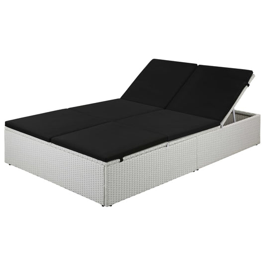 Bain de soleil avec coussin poly rotin noir