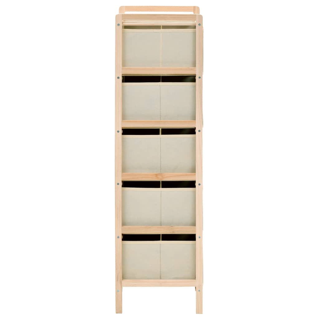 Korb-Kommode mit 5 Stoffkörben Zedernholz Beige