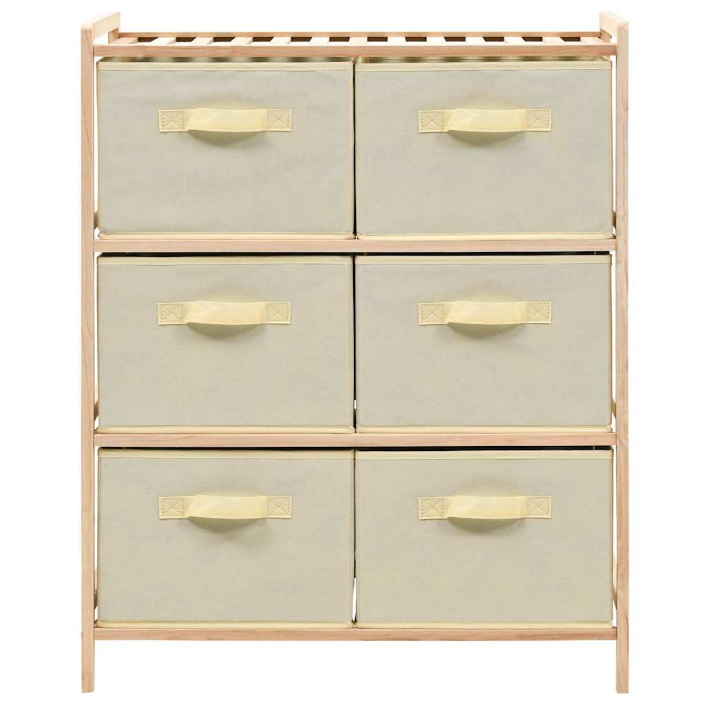 Korb-Kommode mit 6 Stoffkörben Zedernholz Beige