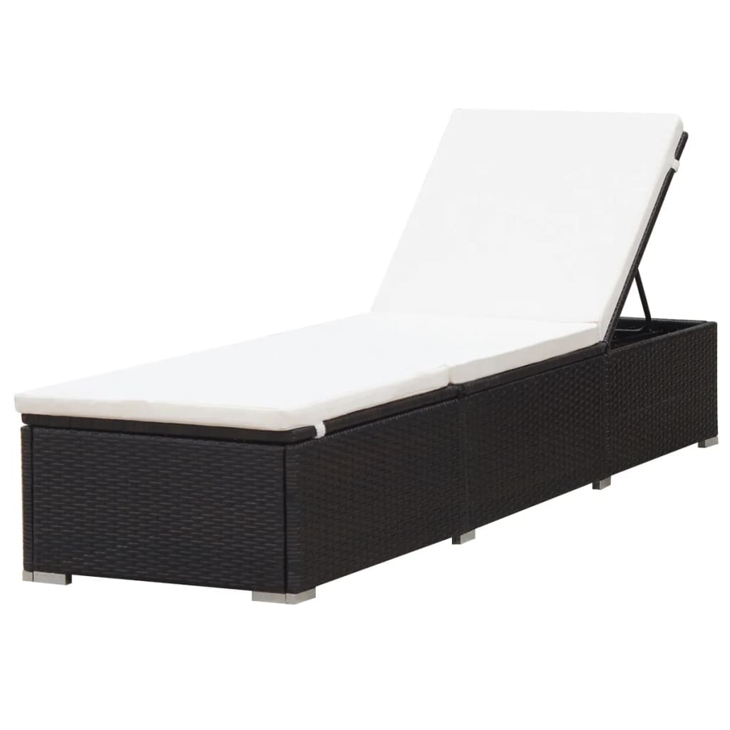 Bain de soleil avec coussin poly rotin marron