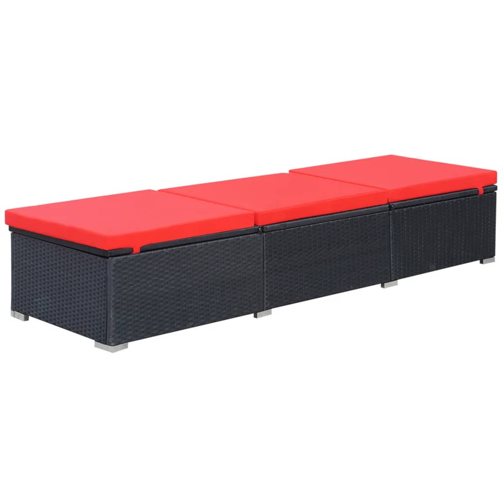 Bain de soleil avec coussin poly rotin noir