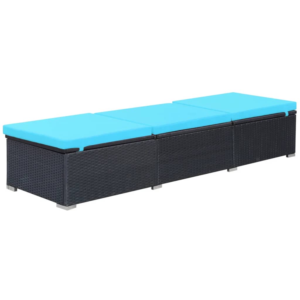 Bain de soleil avec coussin poly rotin noir