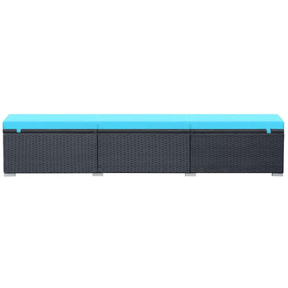 Sonnenliege mit Auflage Poly Rattan Schwarz