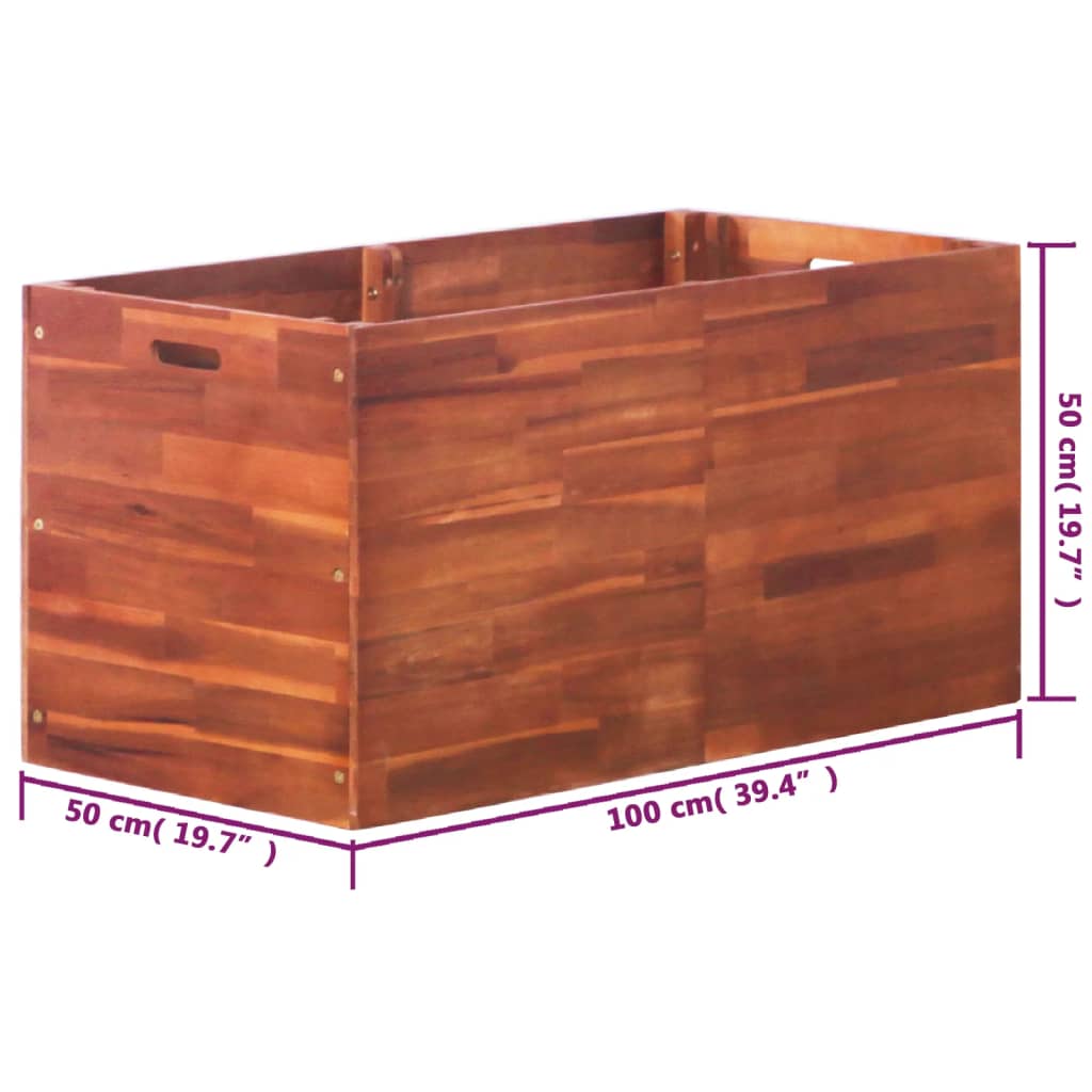 Plate-bande surélevée de jardin en bois d'acacia 100x50x50 cm