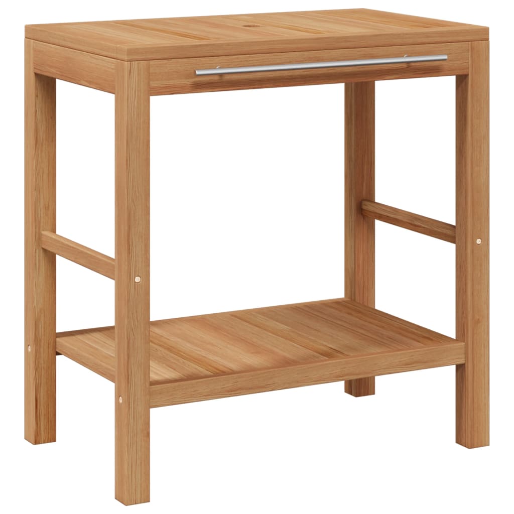 Waschtisch Massivholz Teak mit Waschbecken aus Flussstein