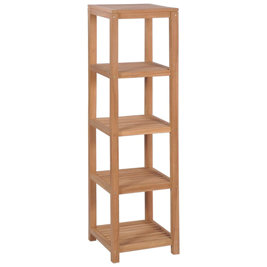 Bathroom shelf with 4 shelves, solid teak wood, 42 x 42 x 165 cm