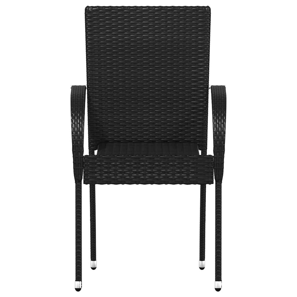 Stapelbare Gartenstühle 2 Stk. Poly Rattan Schwarz