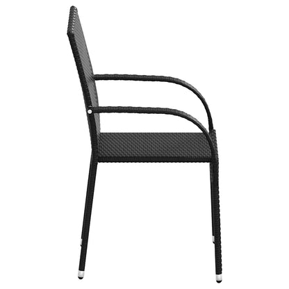 Stapelbare Gartenstühle 2 Stk. Poly Rattan Schwarz