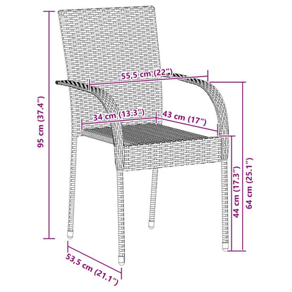 Stapelbare Gartenstühle 2 Stk. Poly Rattan Schwarz