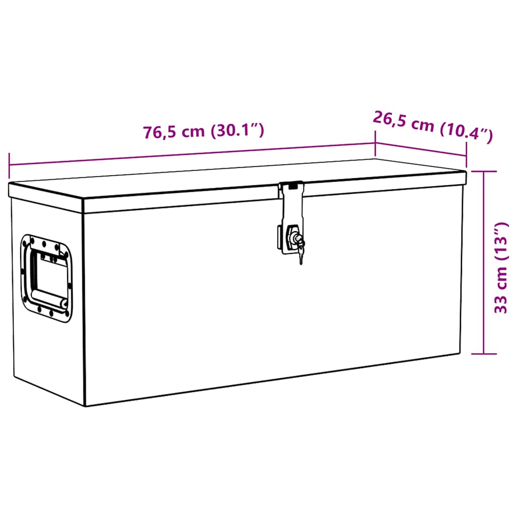 Aluminiumkiste 76,5×26,5×33 cm Silbern