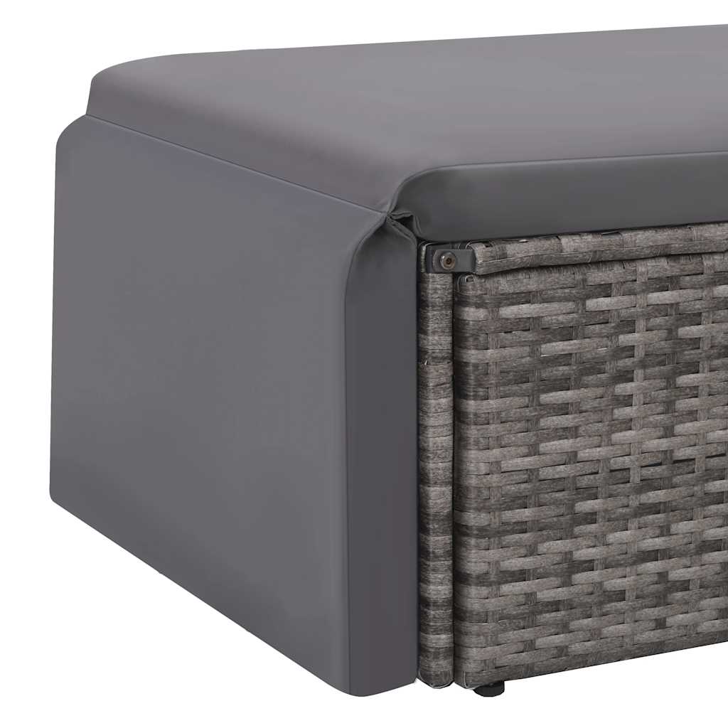 2-tlg. Garten-Lounge-Set mit Auflagen Poly Rattan Grau