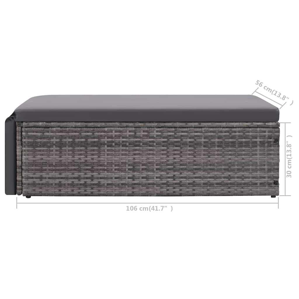 2-tlg. Garten-Lounge-Set mit Auflagen Poly Rattan Grau