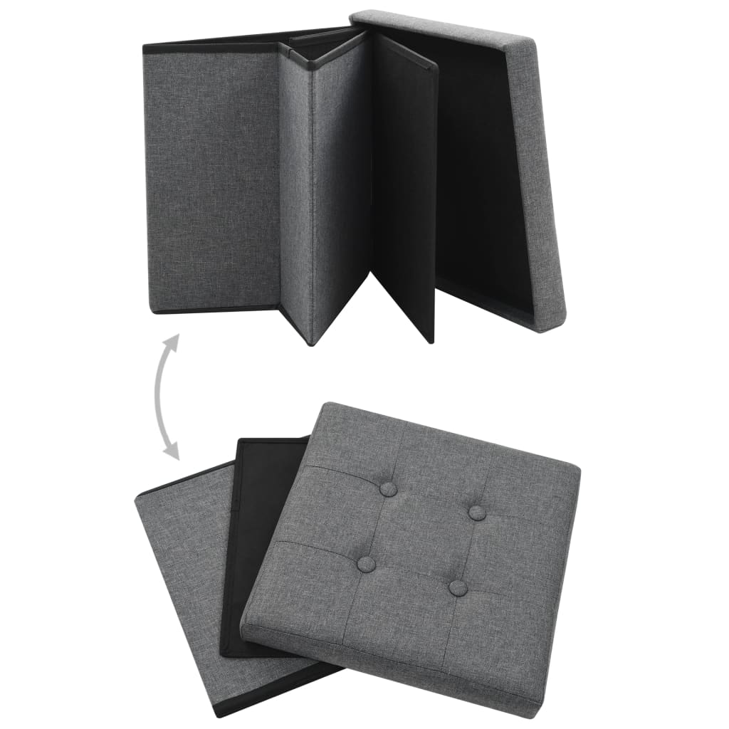 Hocker mit Stauraum Dunkelgrau Leinenoptik