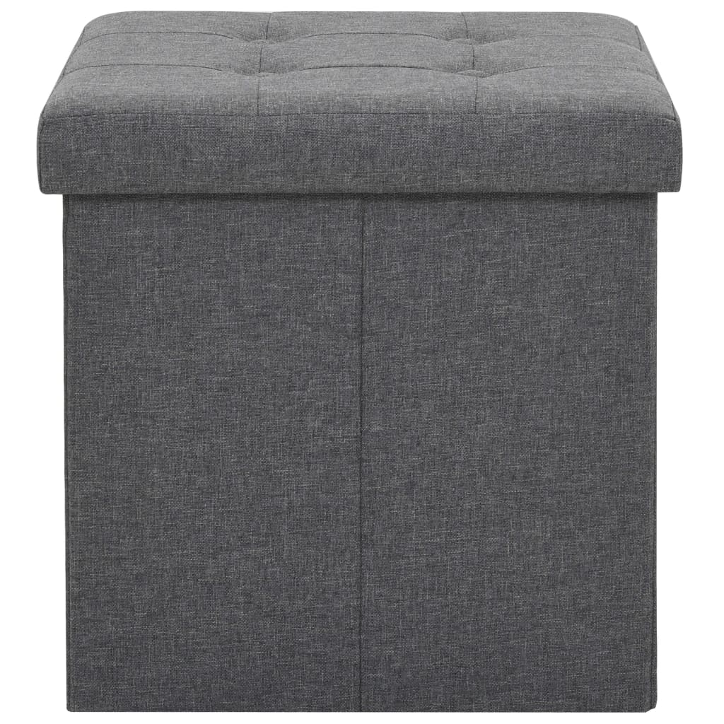 Hocker mit Stauraum Dunkelgrau Leinenoptik