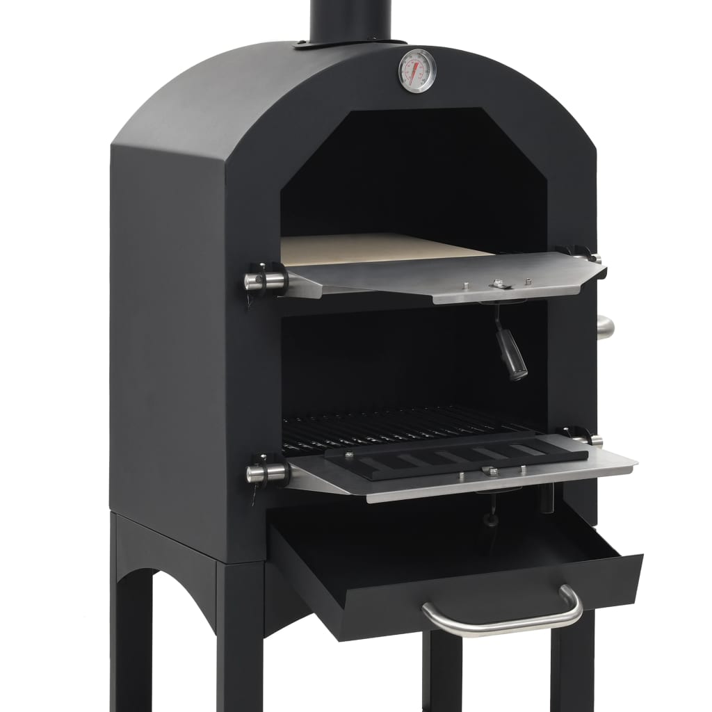 Four à pizza au charbon de bois de jardin avec brique réfractaire