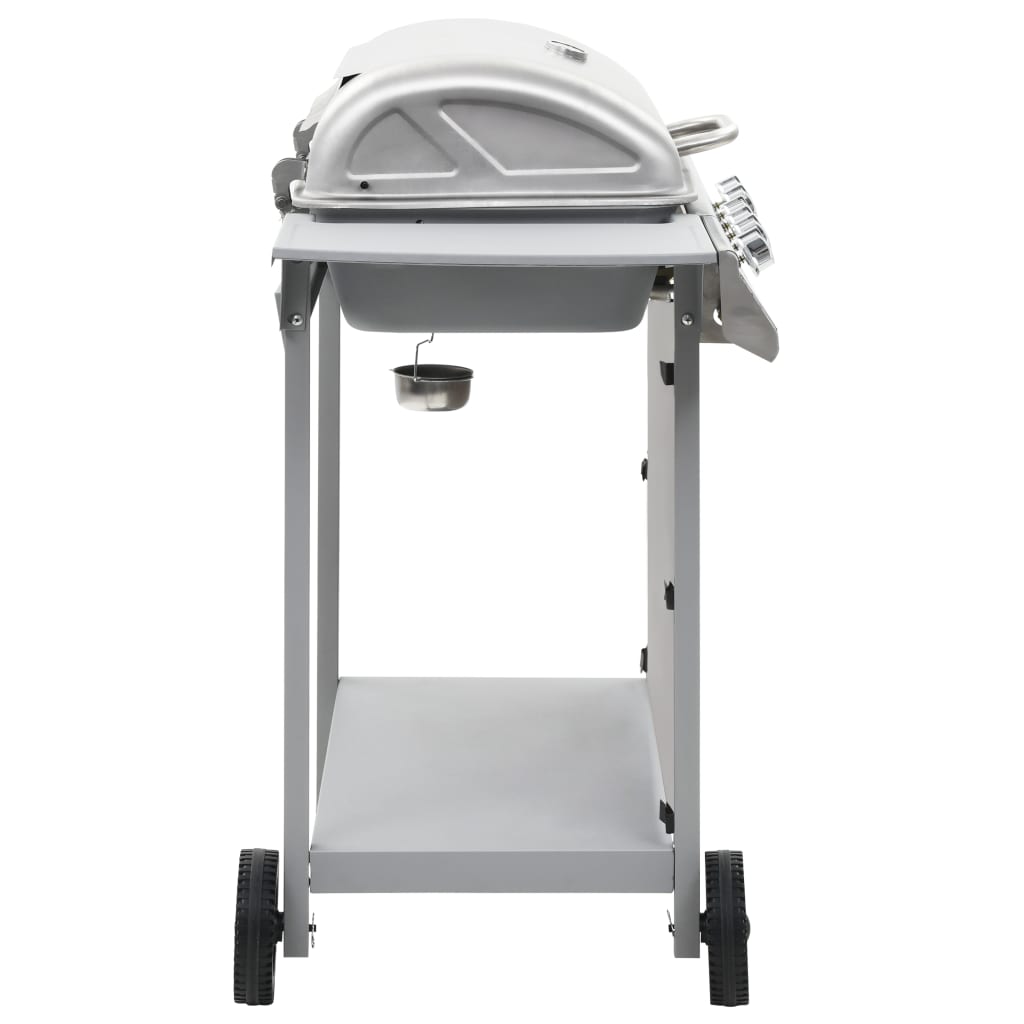 Barbecue à gaz avec 6 brûleurs en acier inoxydable argenté