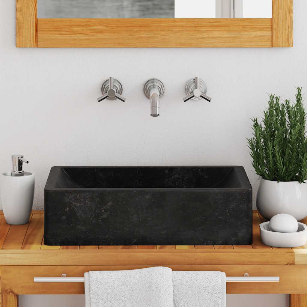 Waschbecken 45x30x12 cm Marmor Hochglanz-Schwarz