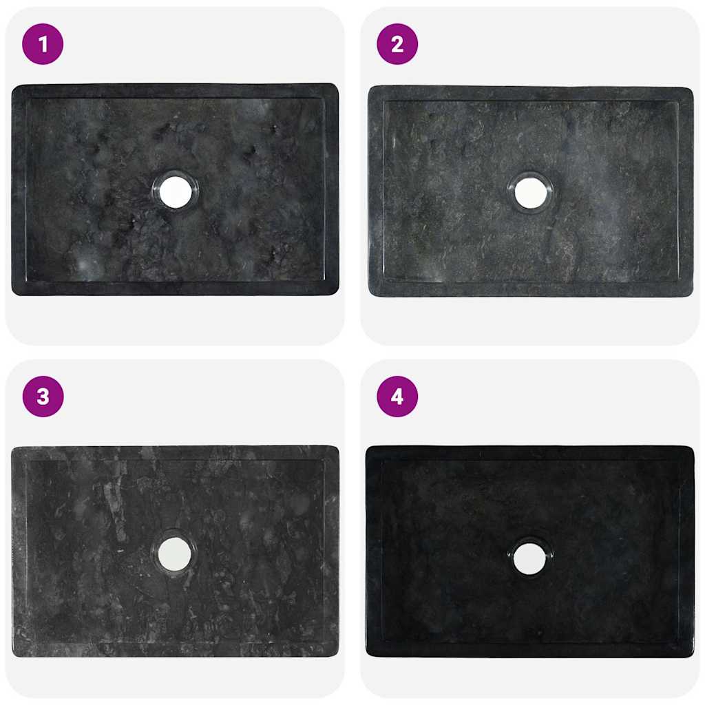 Waschbecken 45x30x12 cm Marmor Hochglanz-Schwarz